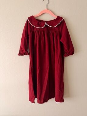 Knotted Fern boutique Girls' Maroon Long-Sleeve Peter Pan Collar Dress